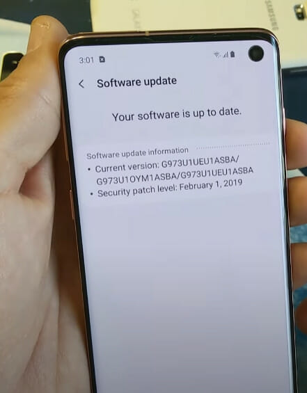 A person showing a successful software update on the phone