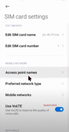 A phone's SIM card settings
