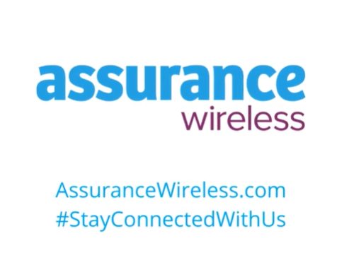 Assurance wireless logo with the website link and the hashtag StayConnectedWithUs
