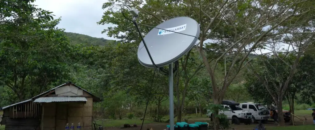 A satellite in a suburban home