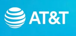 AT&T logo in a sky blue background
