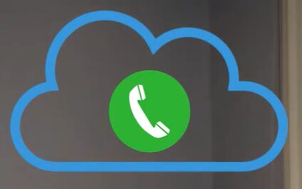 A graphic image of a cloud with a phone logo on it