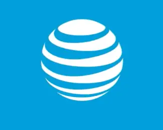 The at&t logo on a blue background