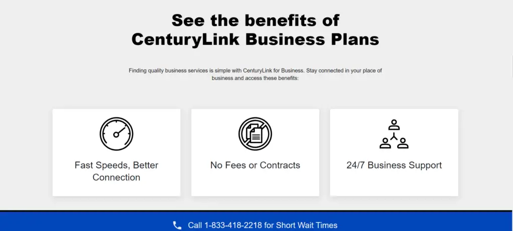 A screenshot of CenturyLink Business website