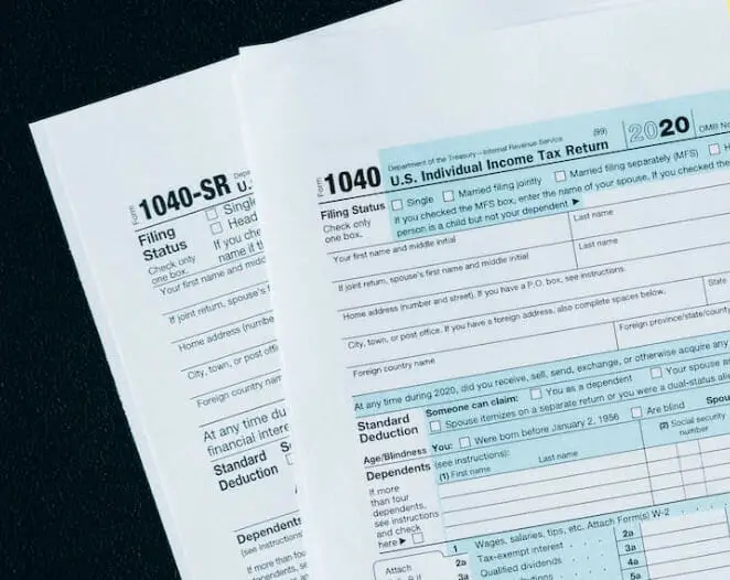 A stack of US tax form documents