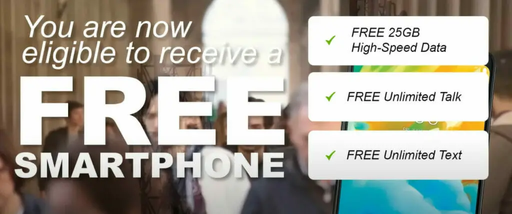 An ad banner for FREE SMARTPHONE