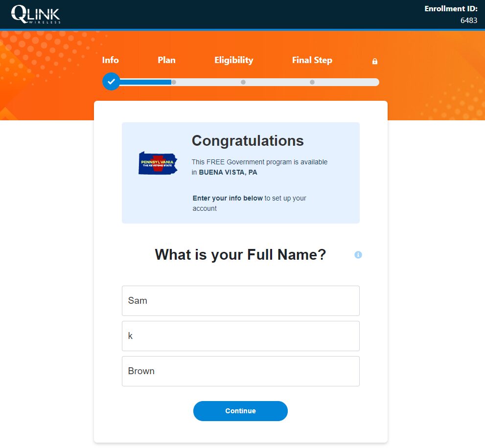 QLink Wireless application form