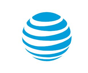 A blue and white at&t logo on a white background