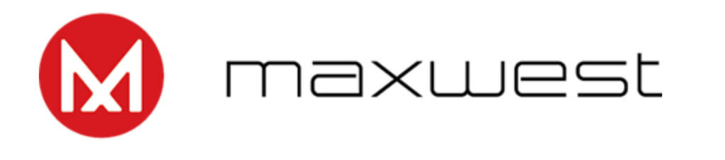 The maxwest logo on a white background