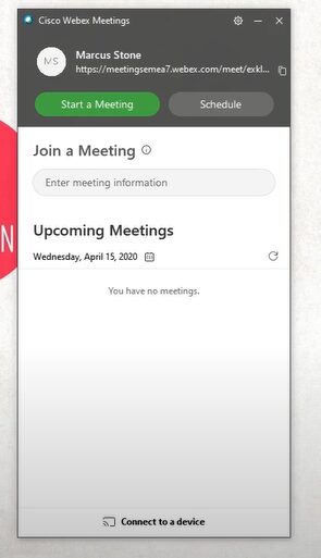 A screenshot of a Cisco Webex Meetings