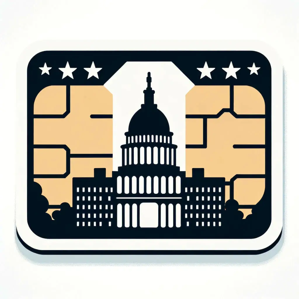 A sim card with the capitol building in the background