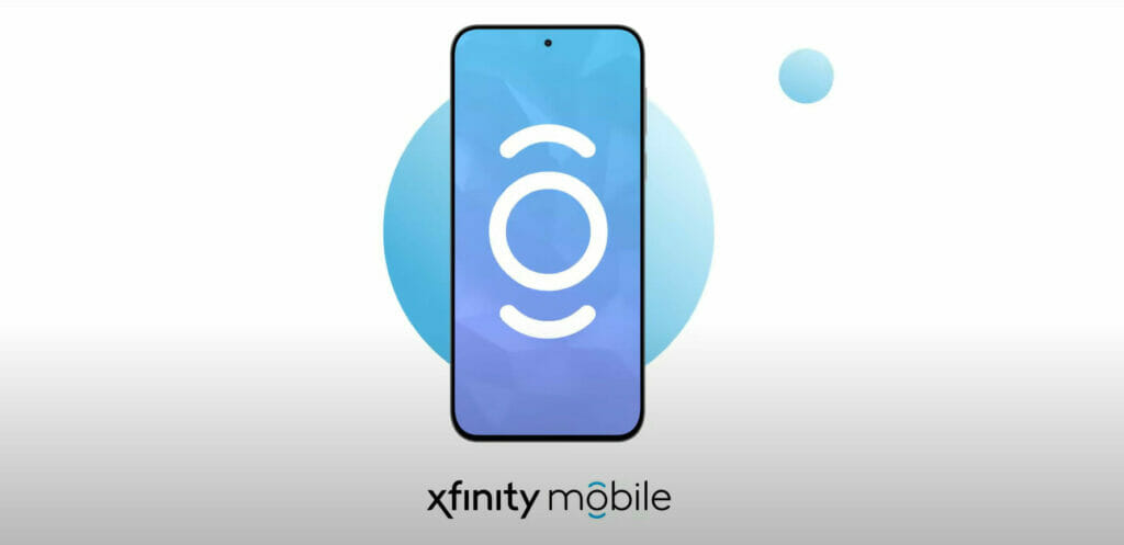 An Xfinity Mobile logo with a phone above it