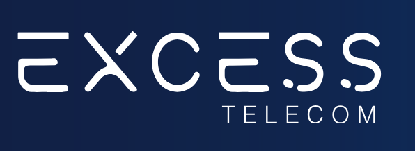 An Excess Telecom text logo in a midnight blue background