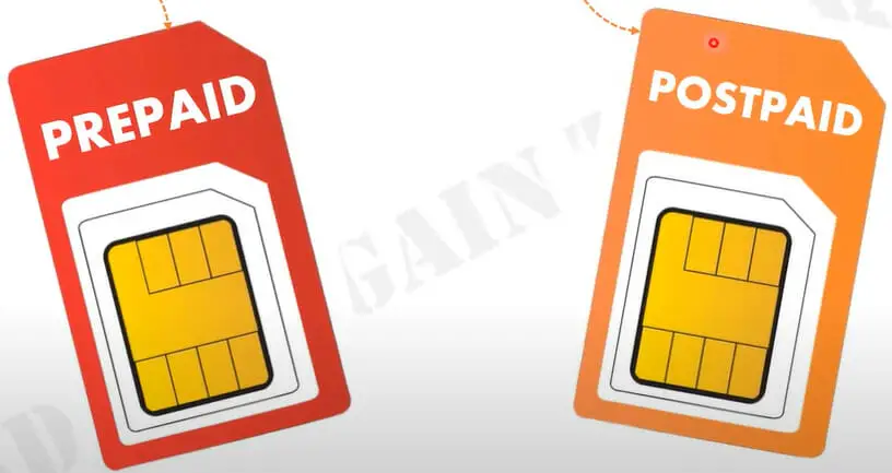 Two sim cards with Prepaid and Postpaid text in it