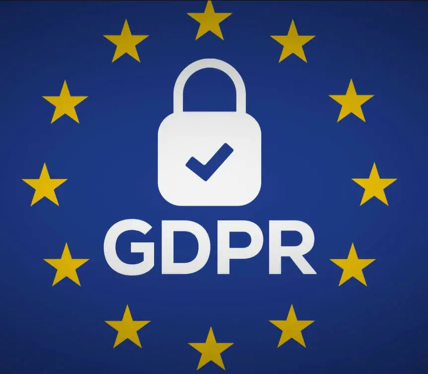 A lock with check mark, a stars, and a word GDPR