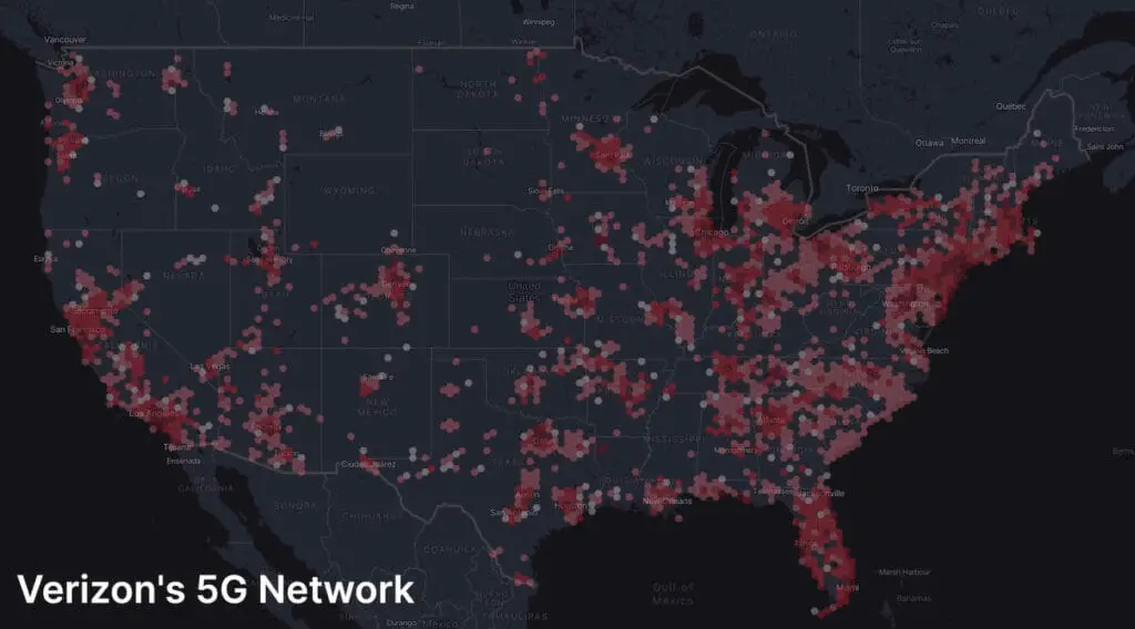 Verizon's 5G Network map