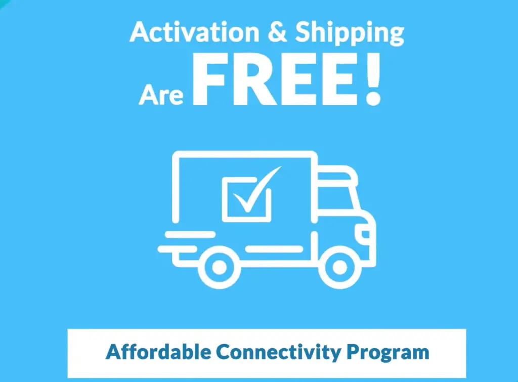 A banner in blue background with text that says "Activation & Shipping are FREE"