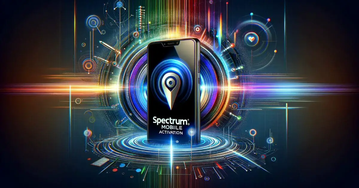 A 3D image of a phone with Spectrum Mobile Activation label in it