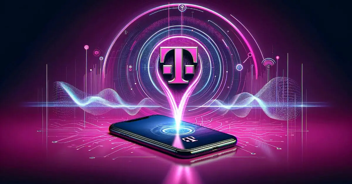 A 3d image of a cellphone with T-Mobile logo in it